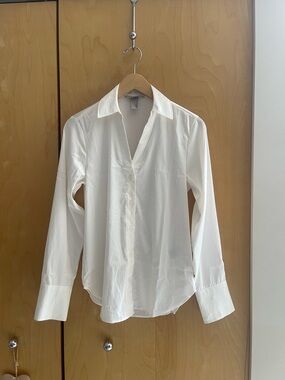 H&M White Satin Button-Up Blouse